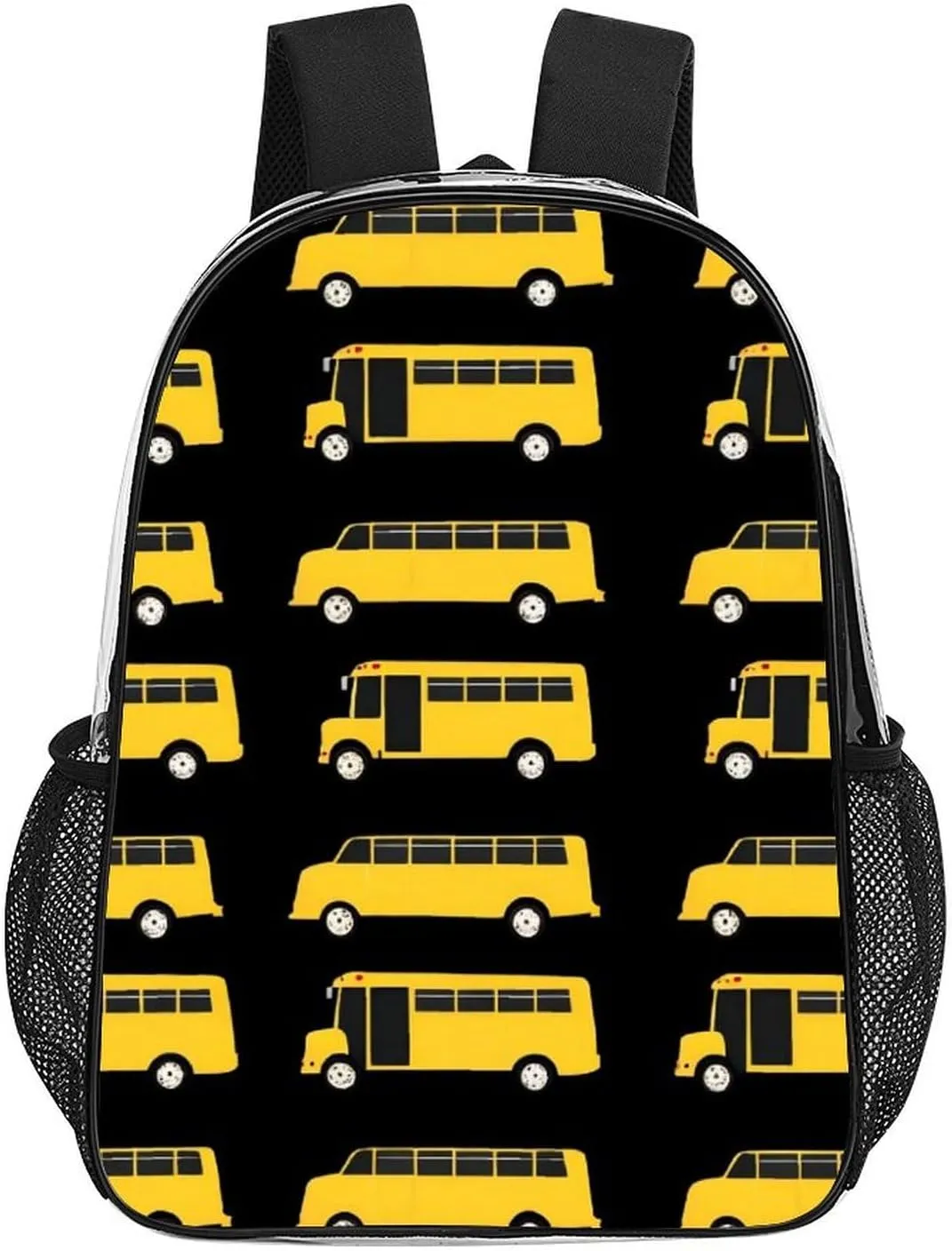 Supdreamc Adults Lightweight Black Yellow School Bus Rucksacks Large Capacity Bookbag Transparent Bag for Trekking Outdoors Bicycle