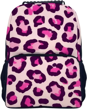 Supdreamc Adults Lightweight Cheetah Leopard Print Floral Pink Rucksacks Large Capacity Bookbag With Adjustable Shoulder Straps for Trekking Outdoors Bicycle