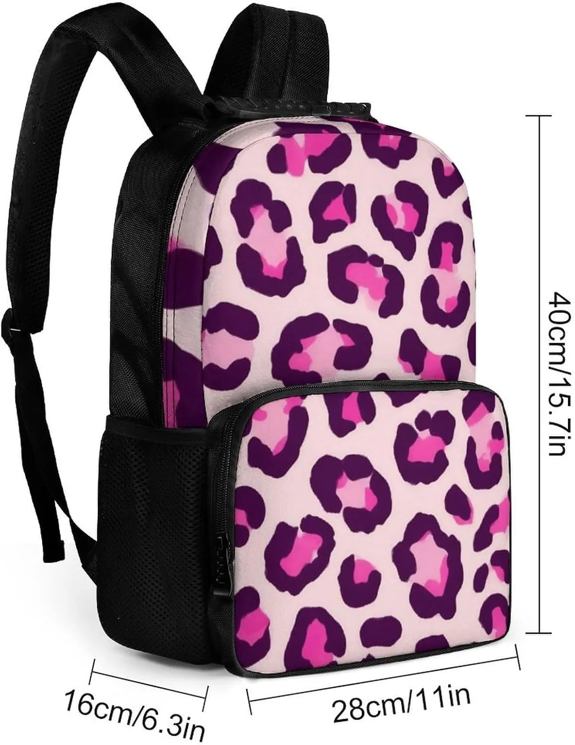 Supdreamc Adults Lightweight Cheetah Leopard Print Floral Pink Rucksacks Large Capacity Bookbag With Adjustable Shoulder Straps for Trekking Outdoors Bicycle