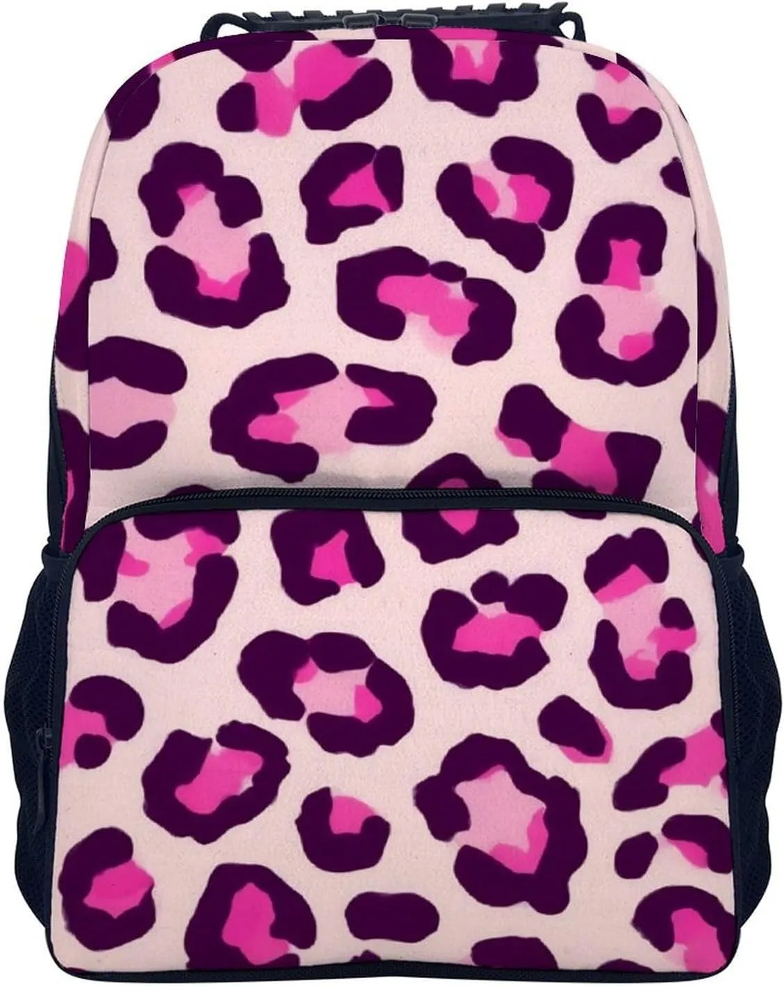 Supdreamc Adults Lightweight Cheetah Leopard Print Floral Pink Rucksacks Large Capacity Bookbag With Adjustable Shoulder Straps for Trekking Outdoors Bicycle