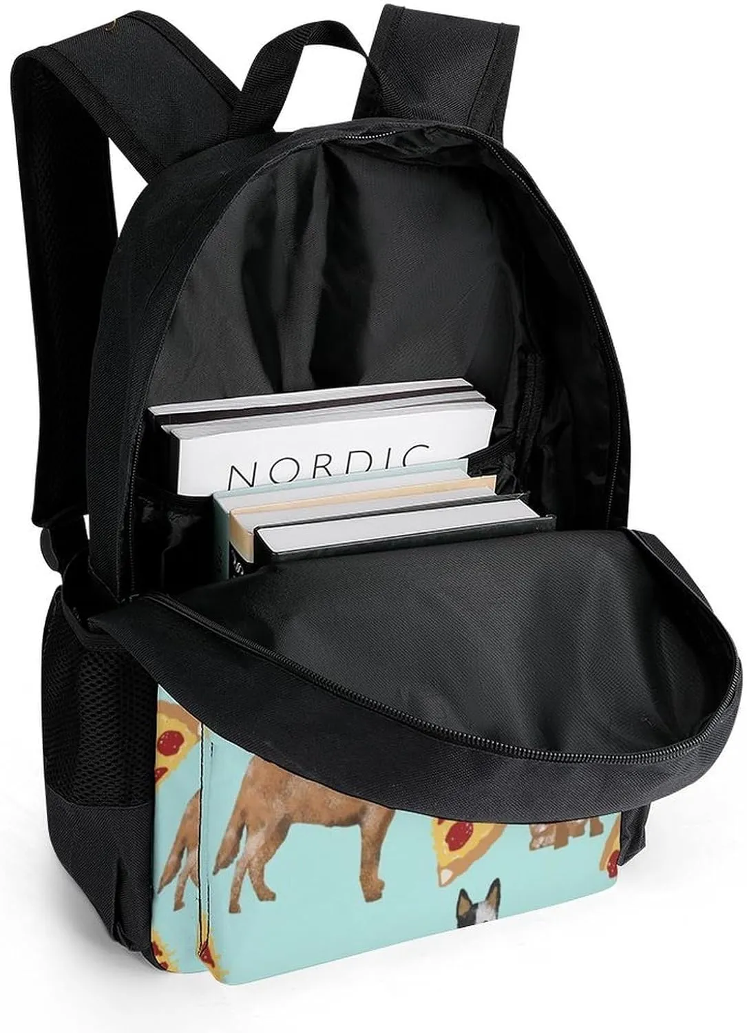 Supdreamc Australian Cattle Dog Pizzas Art Rucksacks Lightweight Multipurpose Anti-Theft Shoulder Bag Big Capacity Traveling & Camping Backpack With Side Pockets