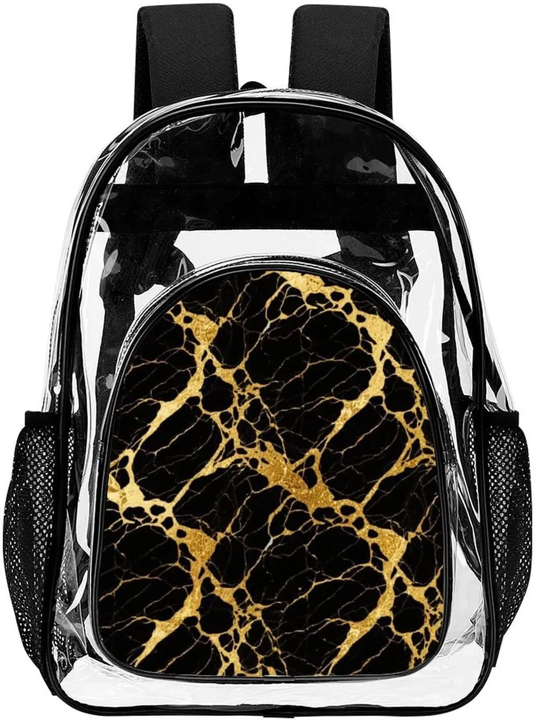 Supdreamc Black Marble Gold Texture Art Rucksacks Lightweight Multipurpose Anti-Theft Shoulder Bag Big Capacity Laptop Book Bag Rucksack Transparent Bag