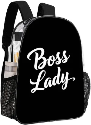 Supdreamc Boss Lady White Black Rucksacks Lightweight Multipurpose Transparent Shoulder Bag Big Capacity Traveling & Camping Backpack With Side Pockets