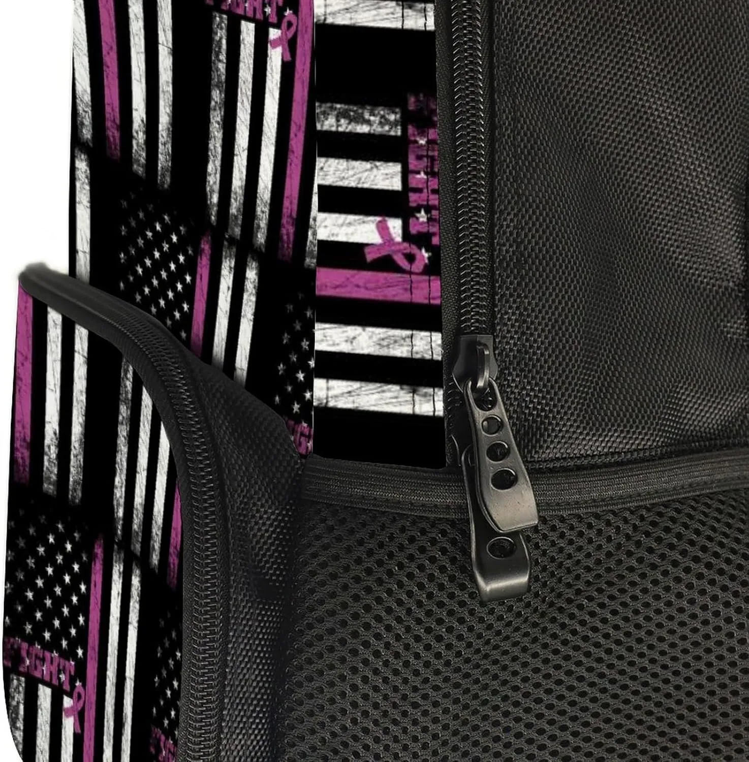 Supdreamc Fight Breast Cancer Pink Pattern Rucksacks Durable Polyester Anti-Theft Multipurpose Carry On Bag Large Capacity Gym Outdoor Hiking Backpack With Smooth Zippers