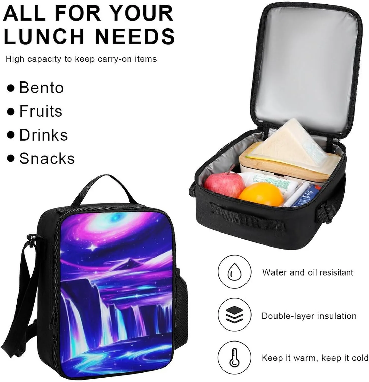 Supdreamc Galaxy Space Art Backpack Sets Daypack 3 Piece Multipurpose Rucksacks Lunch Bag Pencil Case Big Capacity Carry On Bag, One Size