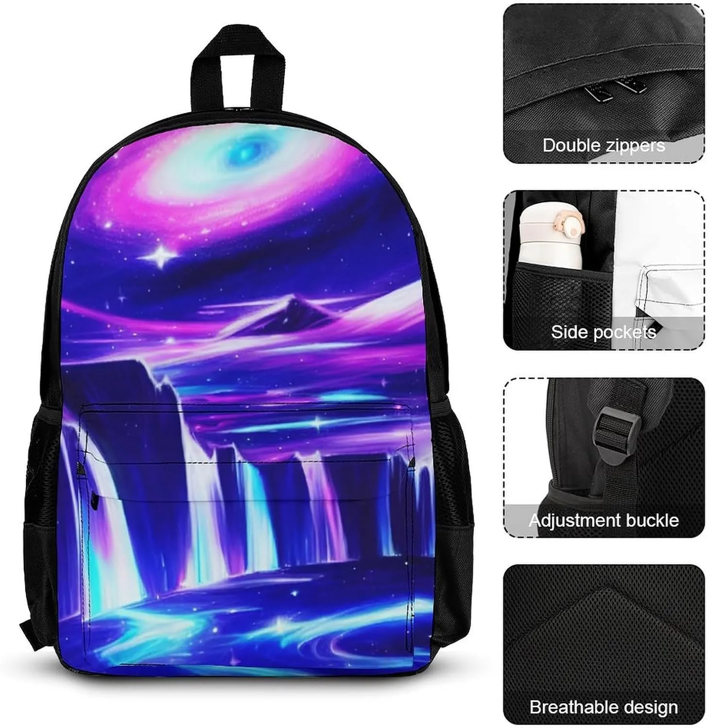 Supdreamc Galaxy Space Art Backpack Sets Daypack 3 Piece Multipurpose Rucksacks Lunch Bag Pencil Case Big Capacity Carry On Bag, One Size