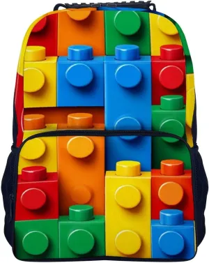 Supdreamc Lightweight Rucksacks for Camping Picnic Walking Cycling - Large Capacity Multipurpose Anti-Theft Carry On Bag, Colorful Building Blocks Bricks Travel Hiking & Camping Rucksack