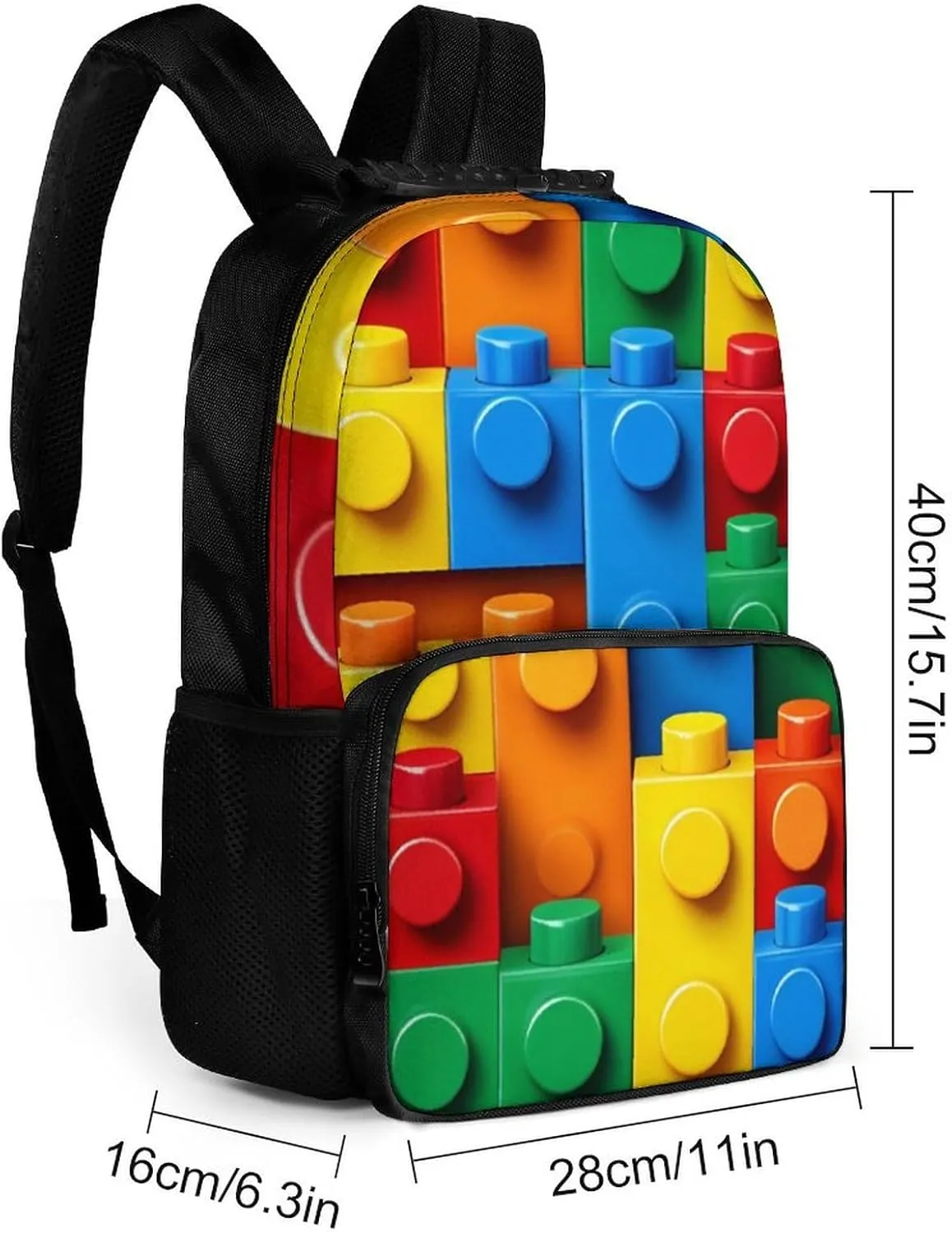 Supdreamc Lightweight Rucksacks for Camping Picnic Walking Cycling - Large Capacity Multipurpose Anti-Theft Carry On Bag, Colorful Building Blocks Bricks Travel Hiking & Camping Rucksack