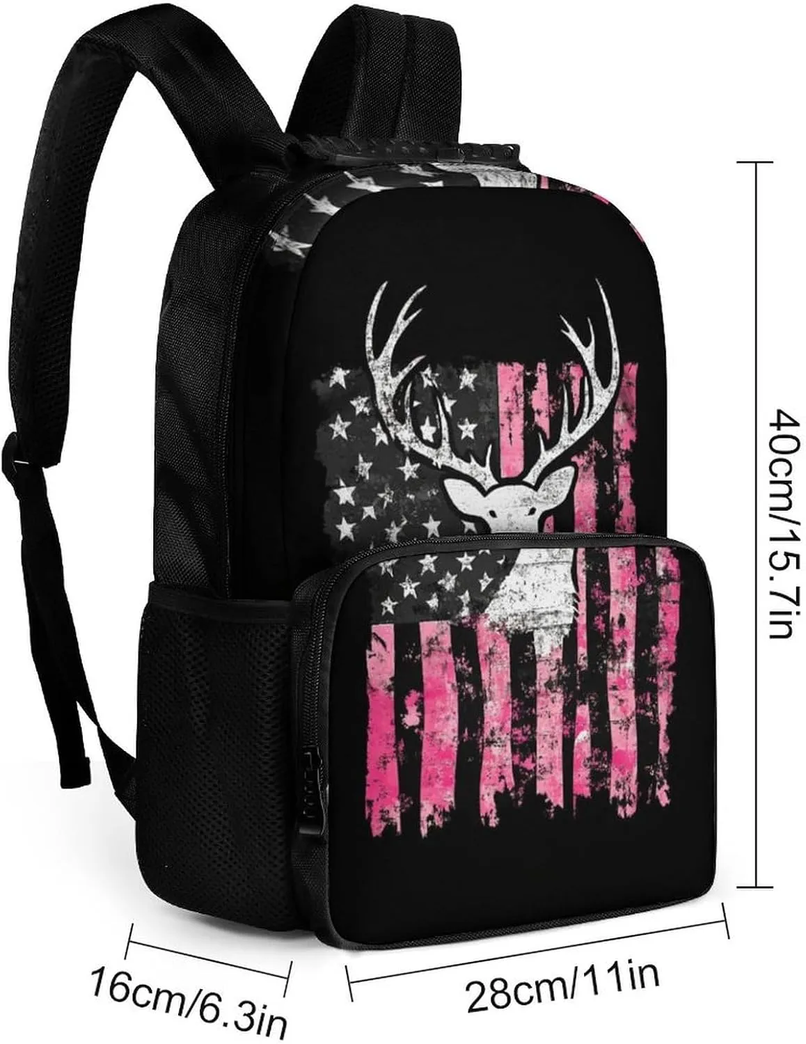 Supdreamc Lightweight Rucksacks for Climbing Outdoors Walking Cycling - Large Capacity Anti-Theft Multipurpose Carry On Bag, American Flag Camo Deer Hunting Pink Camouflage Camping Outdoor Backpack