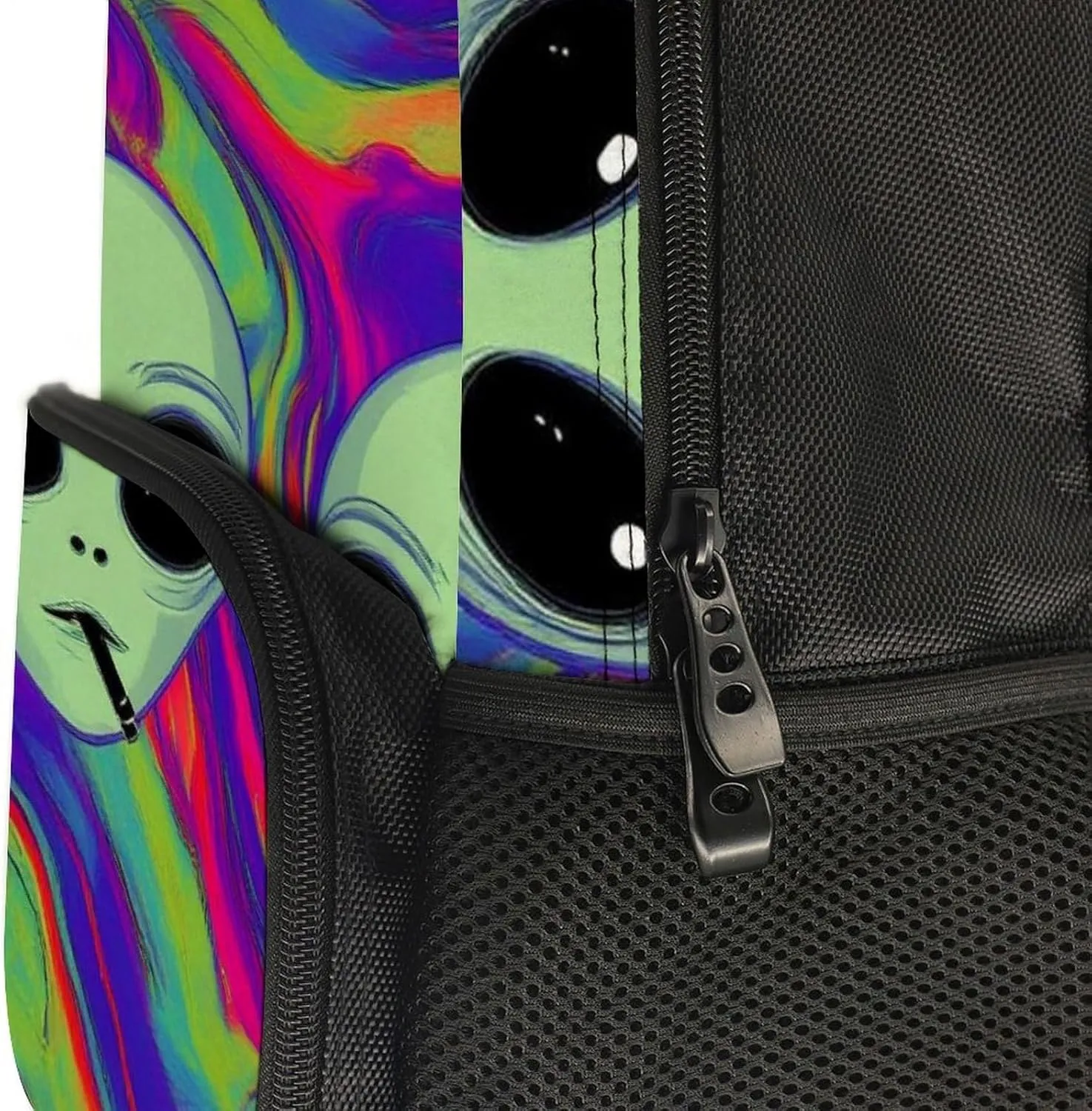 Supdreamc Lightweight Rucksacks for Climbing Outdoors Walking Cycling - Large Capacity Anti-Theft Multipurpose Carry On Bag, Cool Funny Alien Tie Dye Camping Outdoor Backpack