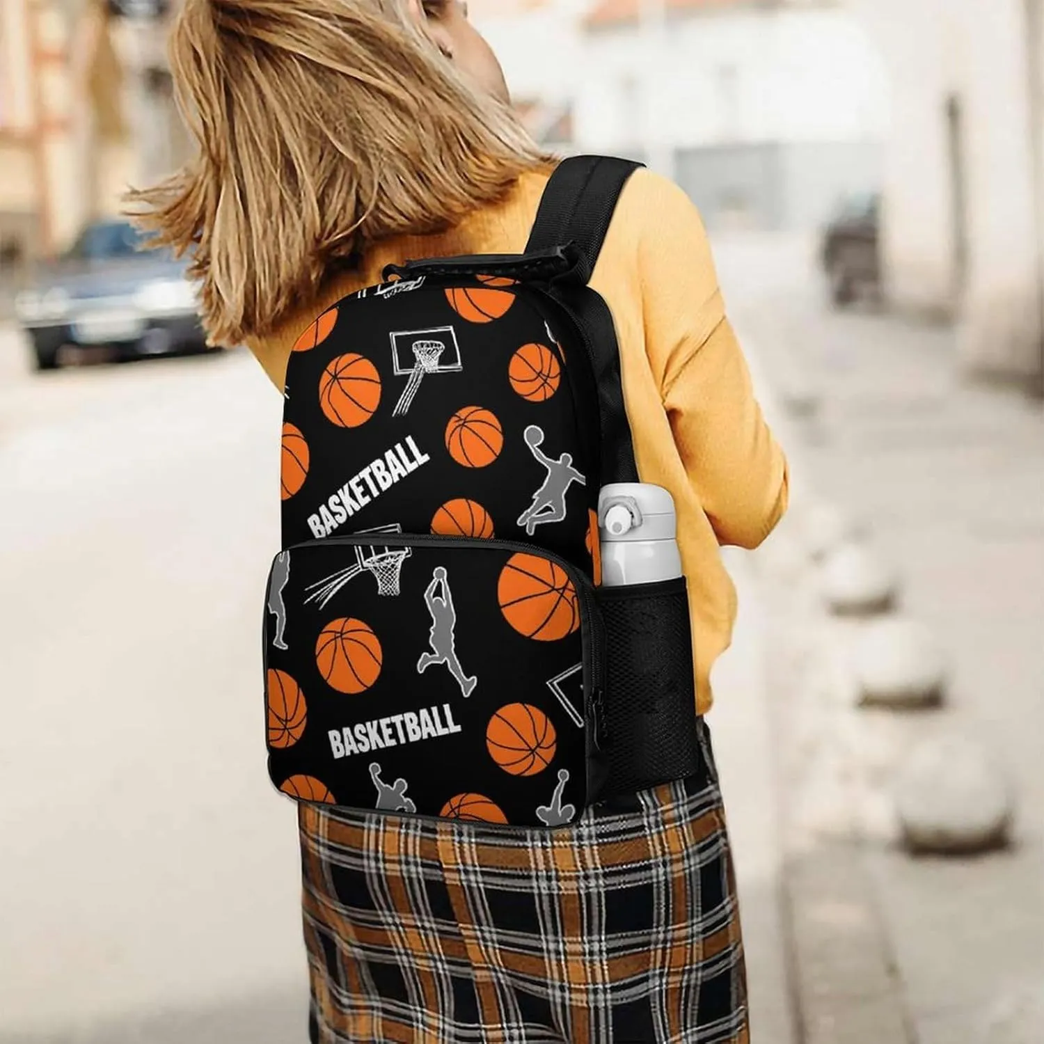Supdreamc Lightweight Rucksacks for Climbing Outdoors Walking Cycling - Large Capacity Anti-Theft Multipurpose Carry On Bag, Game Sports Basketball Print Camping Outdoor Backpack