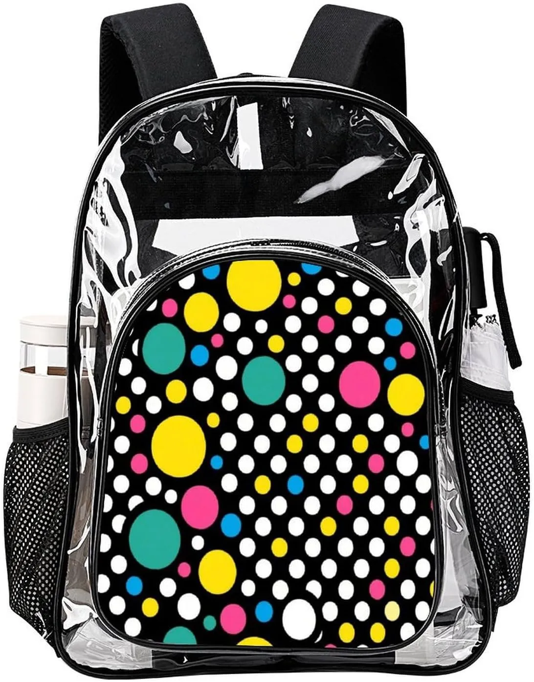 Supdreamc Lightweight Rucksacks for Climbing Outdoors Walking Cycling - Large Capacity Transparent Multipurpose Carry On Bag, Colorful Polka Dot Art Camping Outdoor Backpack