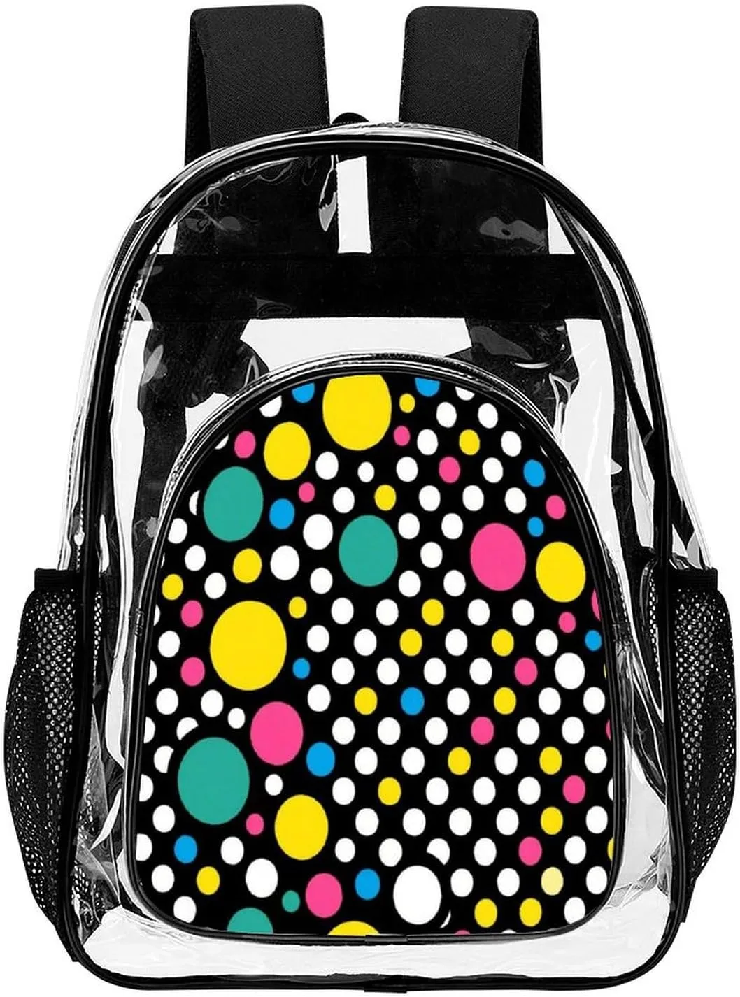 Supdreamc Lightweight Rucksacks for Climbing Outdoors Walking Cycling - Large Capacity Transparent Multipurpose Carry On Bag, Colorful Polka Dot Art Camping Outdoor Backpack