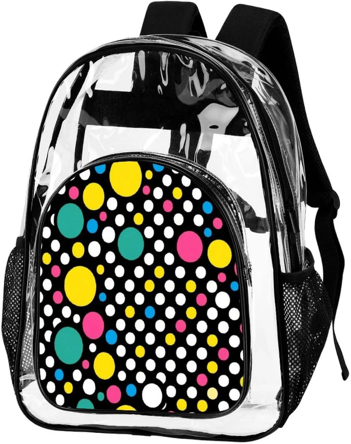Supdreamc Lightweight Rucksacks for Climbing Outdoors Walking Cycling - Large Capacity Transparent Multipurpose Carry On Bag, Colorful Polka Dot Art Camping Outdoor Backpack