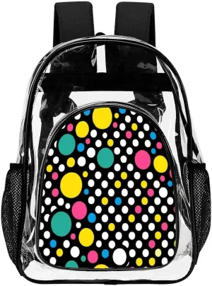 Supdreamc Lightweight Rucksacks for Climbing Outdoors Walking Cycling - Large Capacity Transparent Multipurpose Carry On Bag, Colorful Polka Dot Art Camping Outdoor Backpack