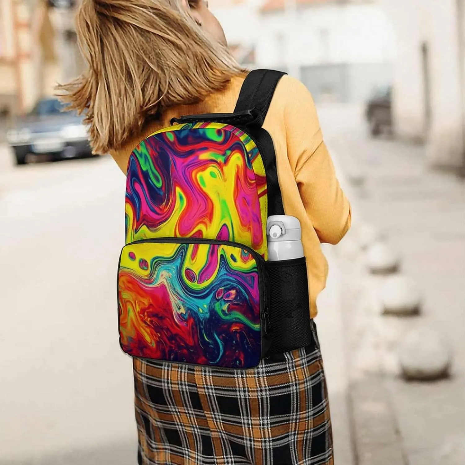 Supdreamc Neon Colorful Rucksacks Lightweight Multipurpose Anti-Theft Shoulder Bag Big Capacity Traveling & Camping Backpack With Side Pockets