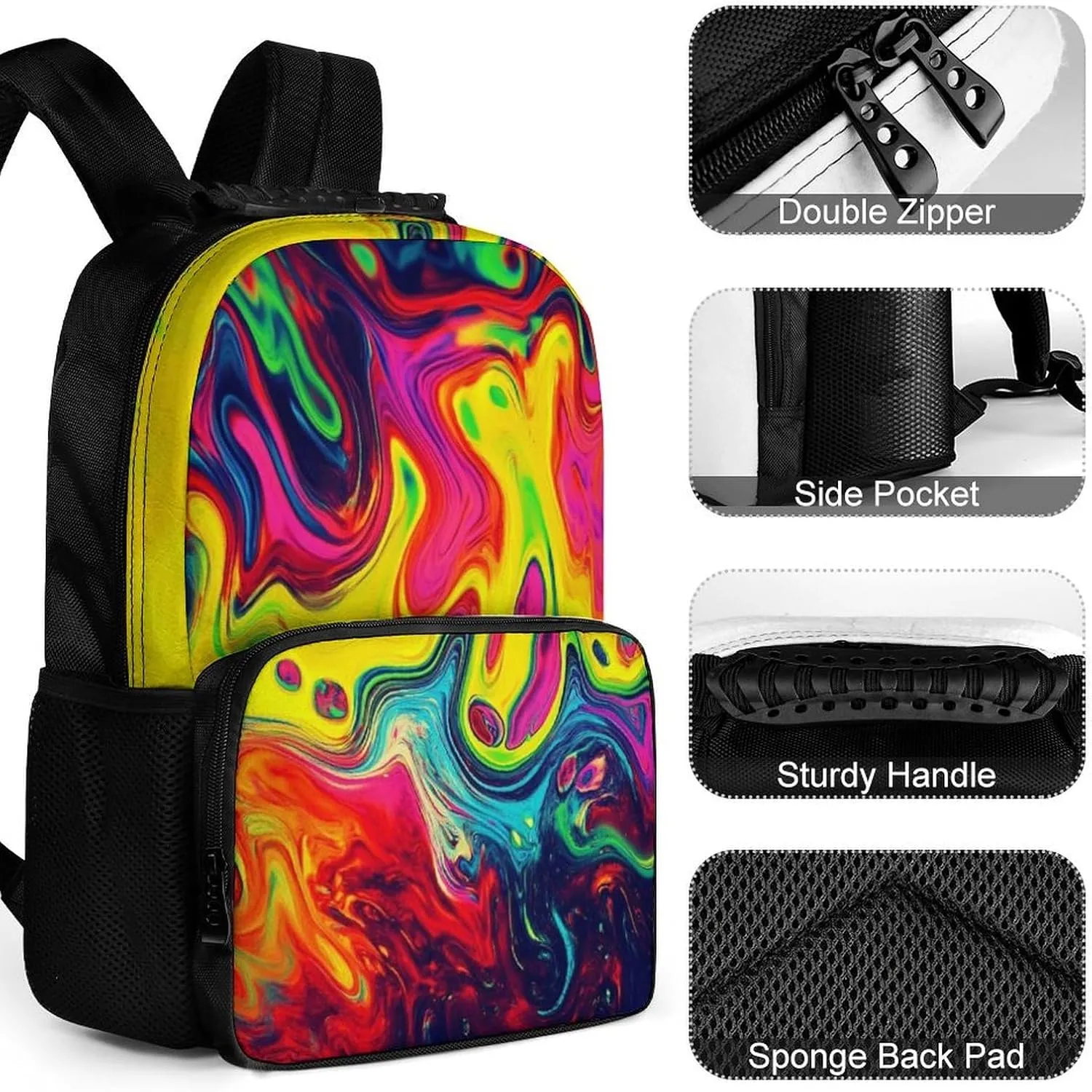 Supdreamc Neon Colorful Rucksacks Lightweight Multipurpose Anti-Theft Shoulder Bag Big Capacity Traveling & Camping Backpack With Side Pockets