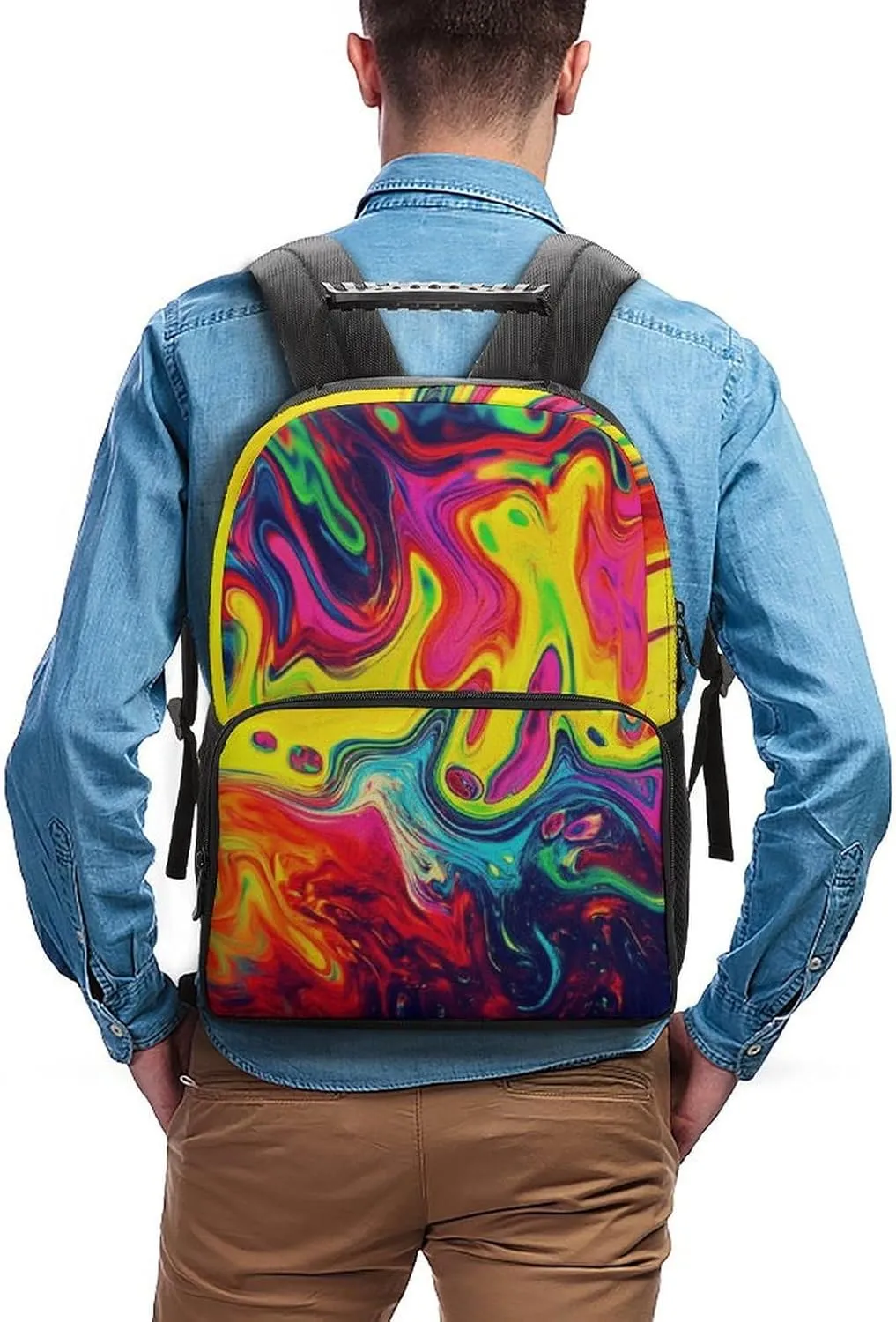 Supdreamc Neon Colorful Rucksacks Lightweight Multipurpose Anti-Theft Shoulder Bag Big Capacity Traveling & Camping Backpack With Side Pockets