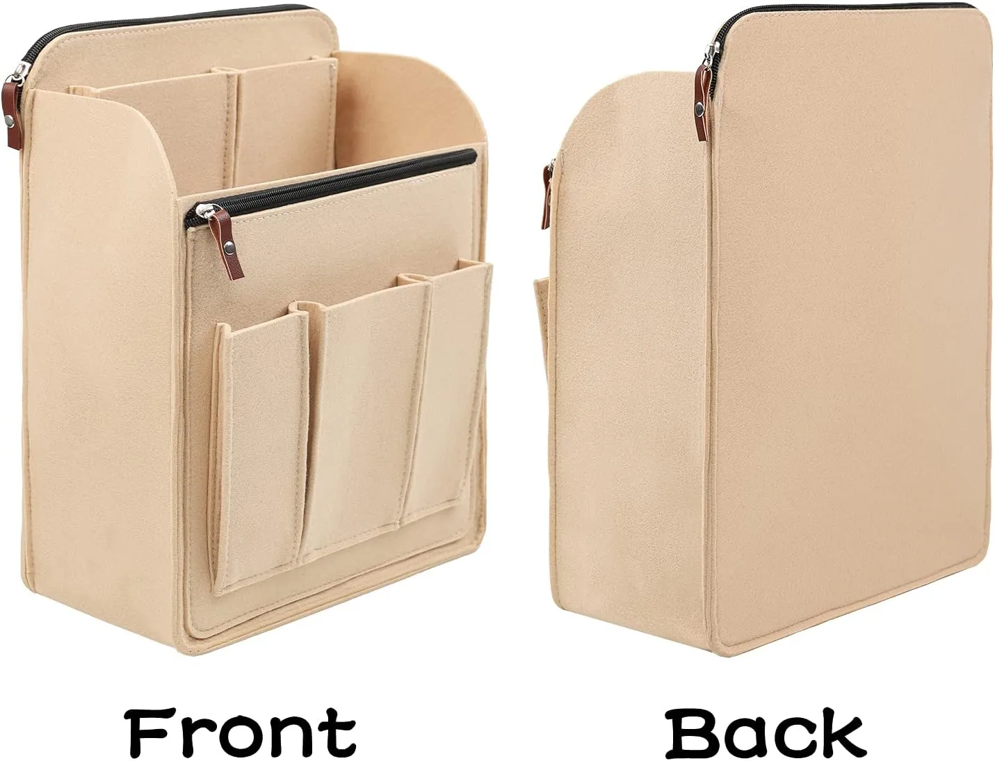 Surblue Felt Backpack Organizer Insert for Travel Rucksack and Daypack, Bag Insert Liner Pocket with Zipper, Large Capacity Divider Foldable Shoulder Bag Organizer for Men and Women, (Beige, XL)
