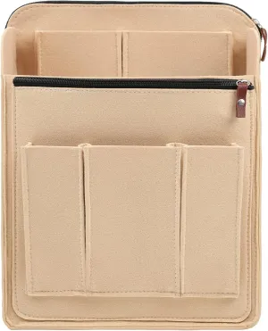 Surblue Felt Backpack Organizer Insert for Travel Rucksack and Daypack, Bag Insert Liner Pocket with Zipper, Large Capacity Divider Foldable Shoulder Bag Organizer for Men and Women, (Beige, XL)