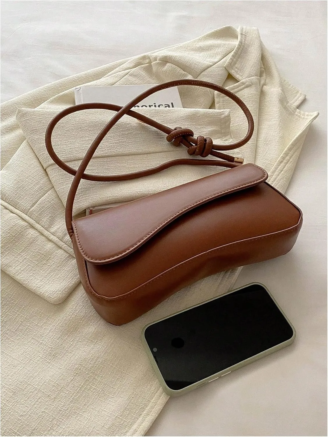 SweatyRocks Women's Asymmetrical Flap Shoulder Bag Adjustable Knot Strap Top Handle Purses