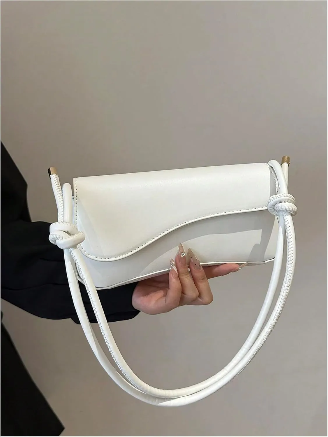 SweatyRocks Women's Asymmetrical Flap Shoulder Bag Adjustable Knot Strap Top Handle Purses