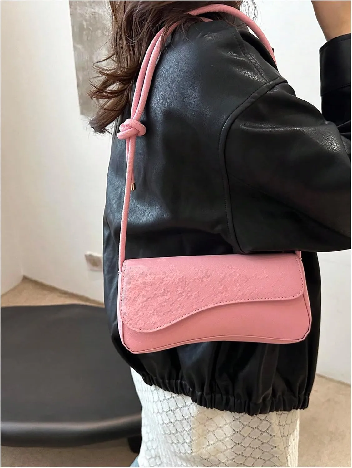SweatyRocks Women's Asymmetrical Flap Shoulder Bag Adjustable Knot Strap Top Handle Purses
