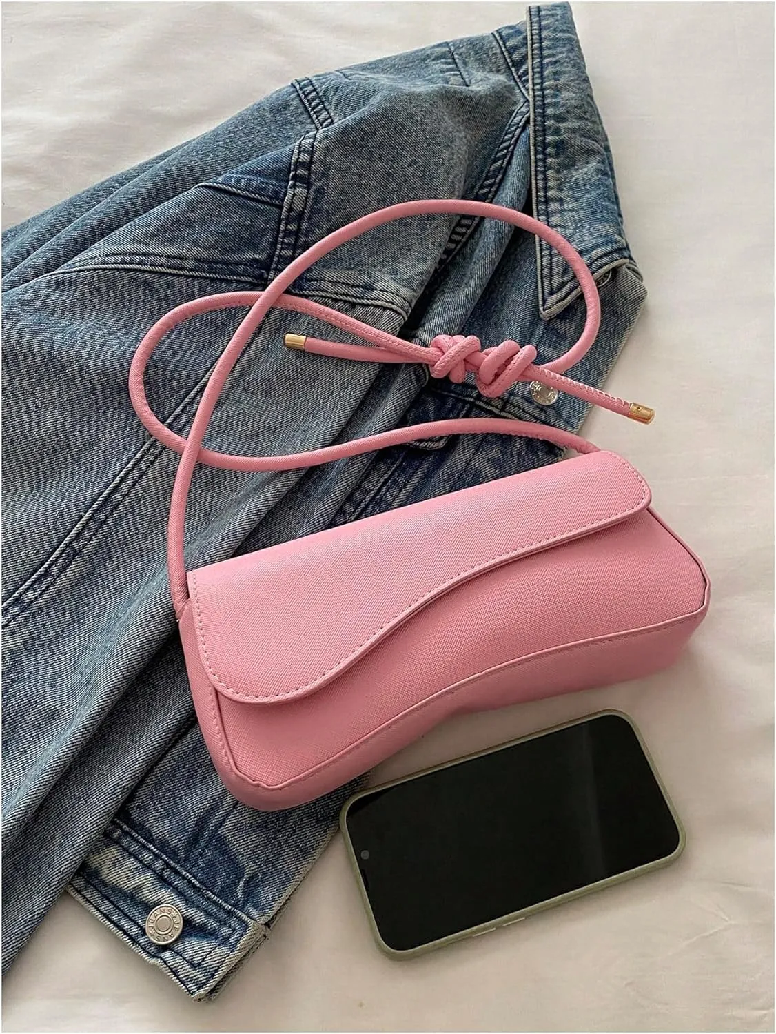 SweatyRocks Women's Asymmetrical Flap Shoulder Bag Adjustable Knot Strap Top Handle Purses