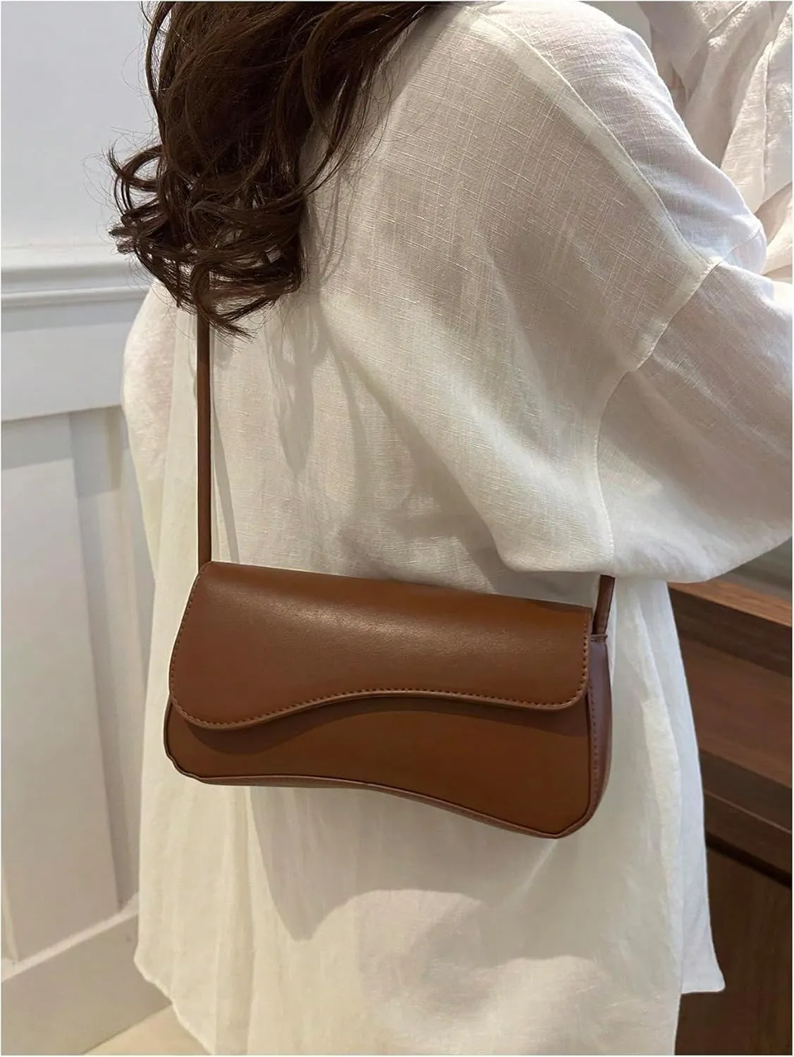 SweatyRocks Women's Asymmetrical Flap Shoulder Bag Adjustable Knot Strap Top Handle Purses