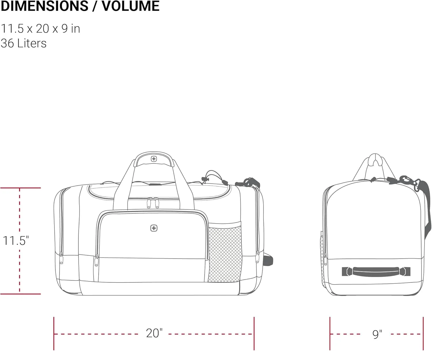 SwissGear Apex Duffle Bag for Travel and Gym with Bungee-Cord System