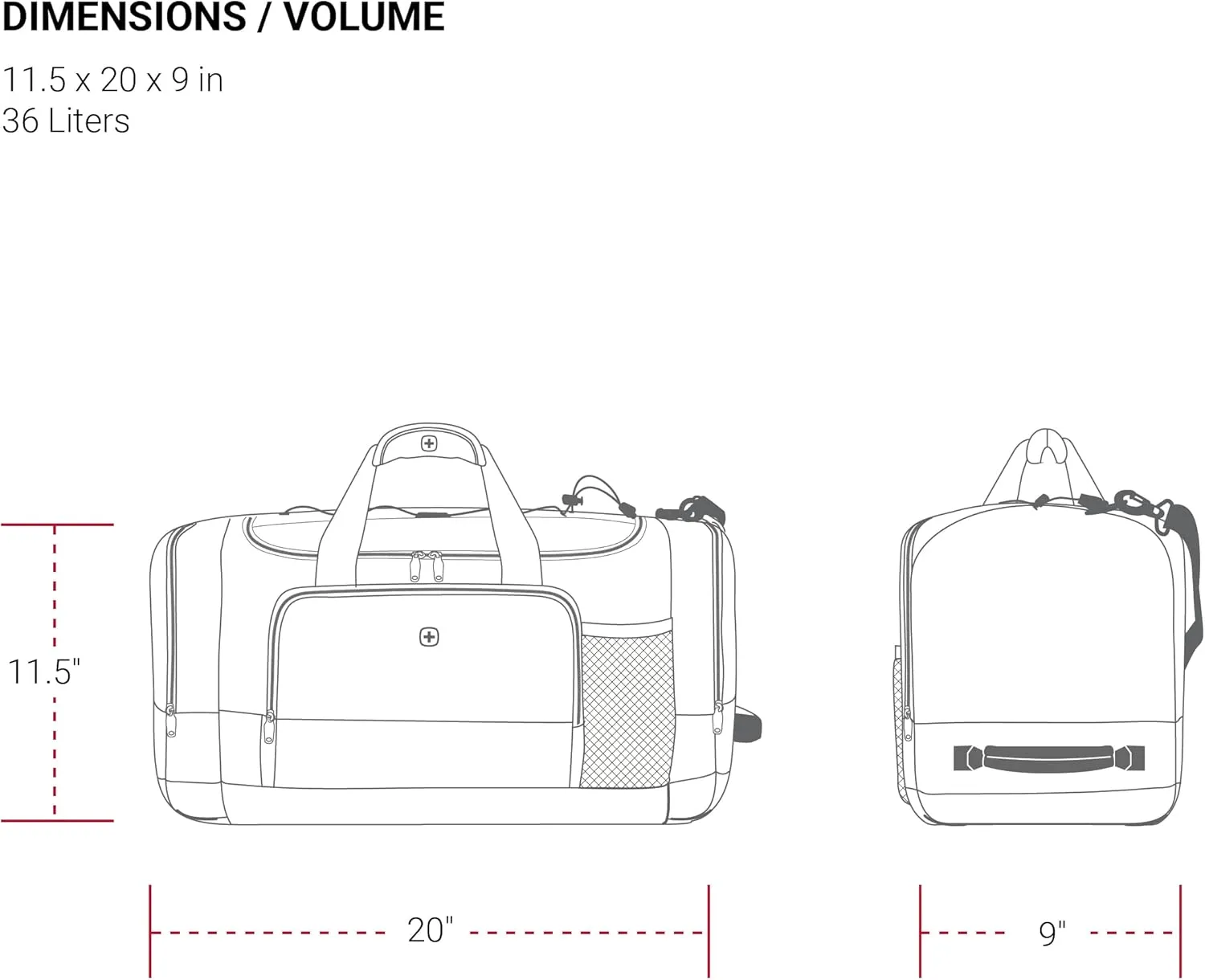 SwissGear Apex Duffle Bag for Travel and Gym with Bungee-Cord System