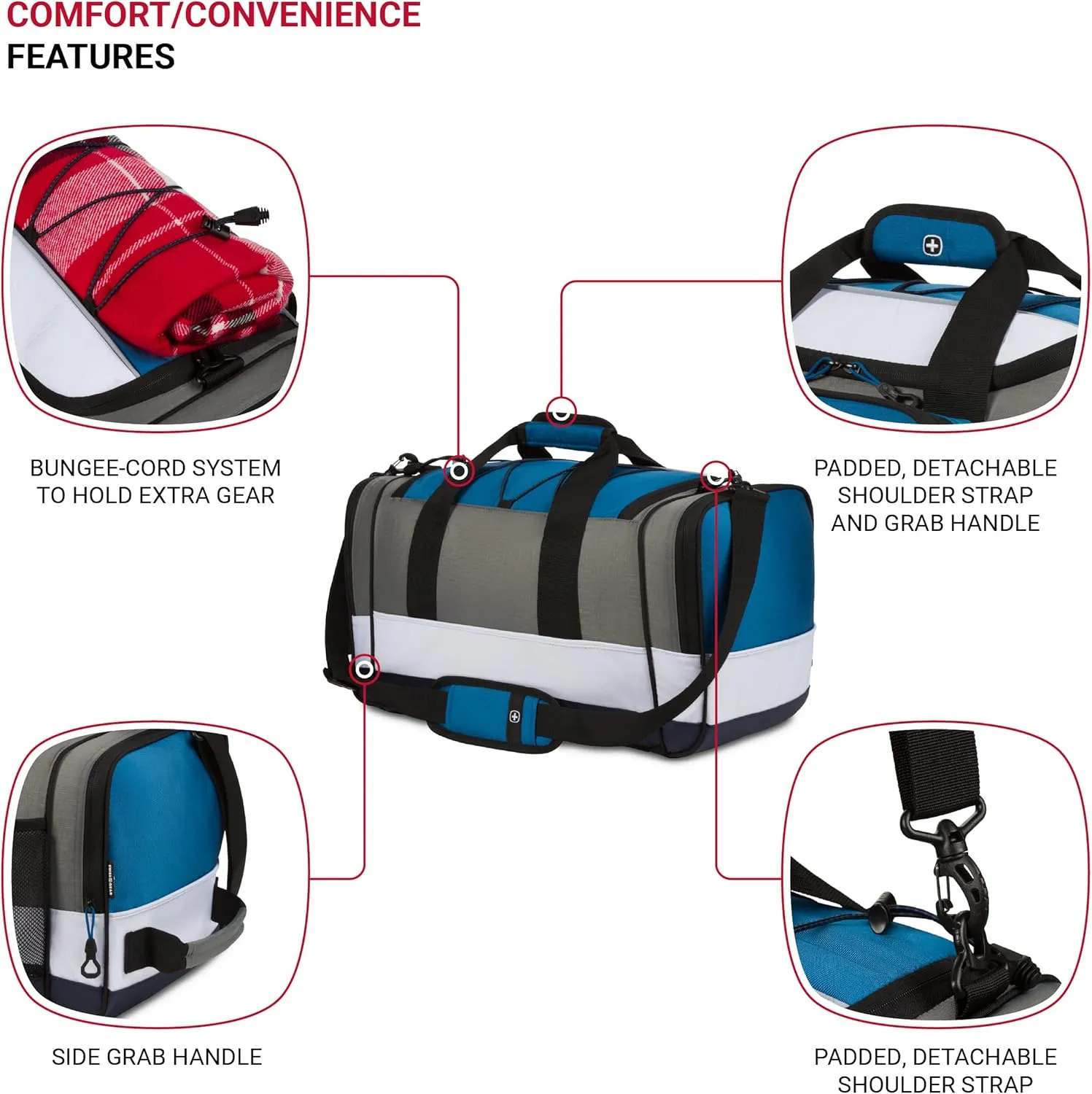 SwissGear Apex Duffle Bag for Travel and Gym with Bungee-Cord System