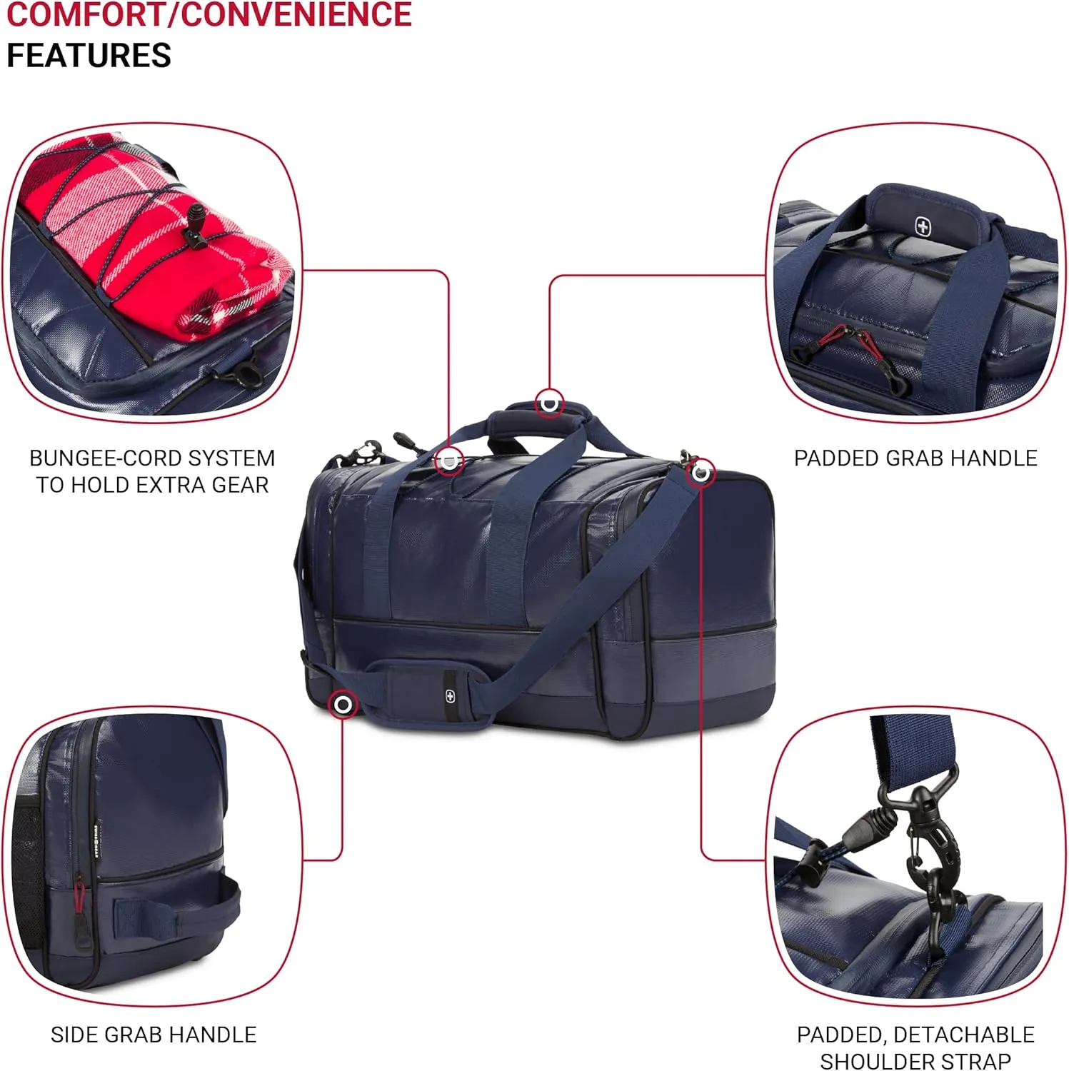 SwissGear Apex Duffle Bag for Travel and Gym with Bungee-Cord System