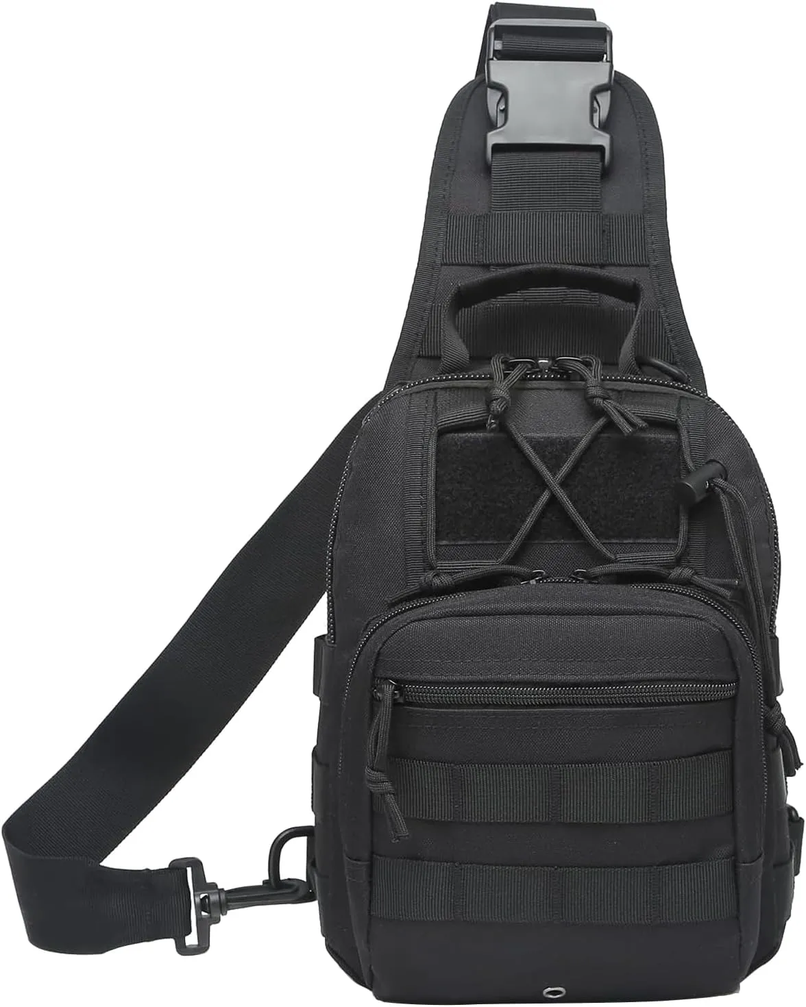 Taeku Tactical Sling Bag, Waterproof Military Crossbody Pack Chest Bag for Men Outdoor EDC Shoulder Backpack Sports Bag (Black)