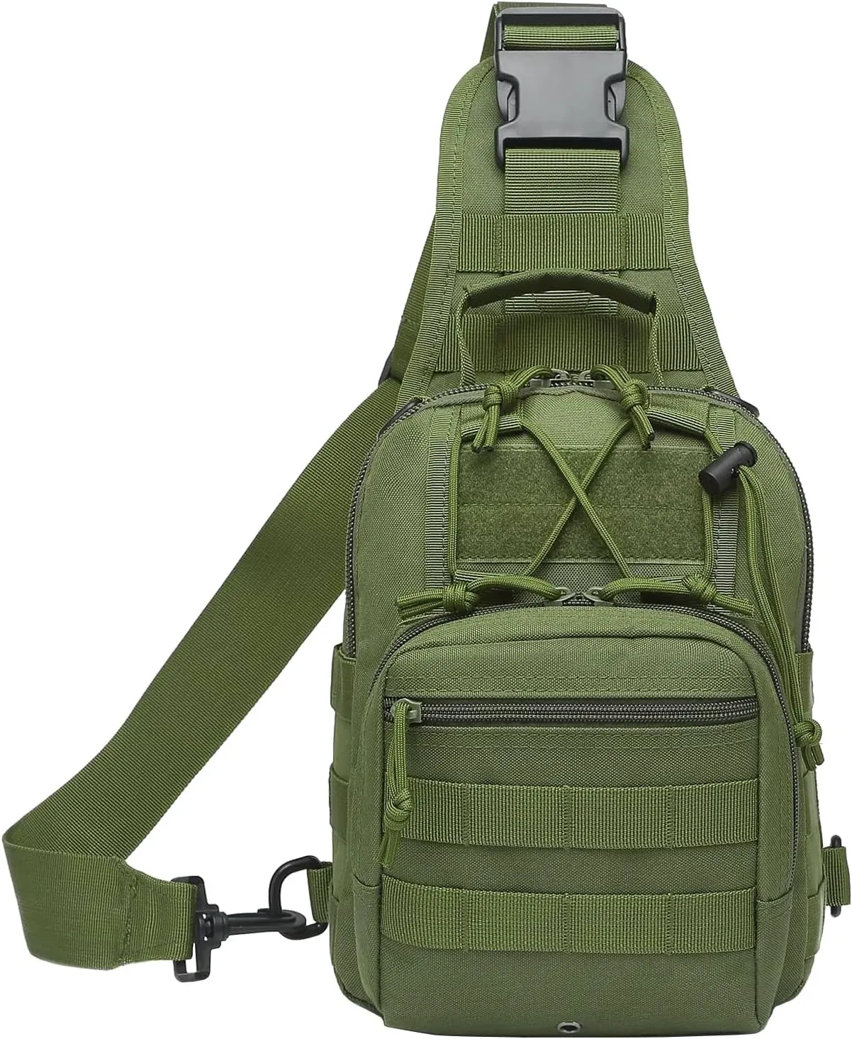Taeku Tactical Sling Bag, Waterproof Military Crossbody Pack Chest Bag for Men Outdoor EDC Shoulder Backpack Sports Bag (Green)