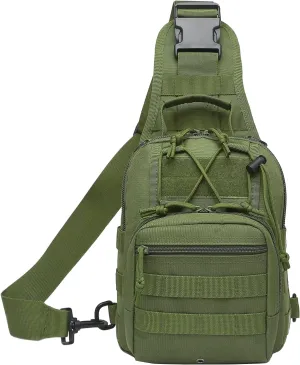 Taeku Tactical Sling Bag, Waterproof Military Crossbody Pack Chest Bag for Men Outdoor EDC Shoulder Backpack Sports Bag (Green)