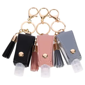 Tassel Decorated Hand Bottle Keychain 3pcs Travel Size Spray Bottle Holder for Keys Purses