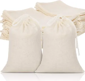 Tatuo 50 Pcs 6 x 8 Inches Muslin Bags Cotton Drawstring Bags Canvas Linen Bag Sachet Bag Reusable Empty Gift Pouch for Party Home Supplies