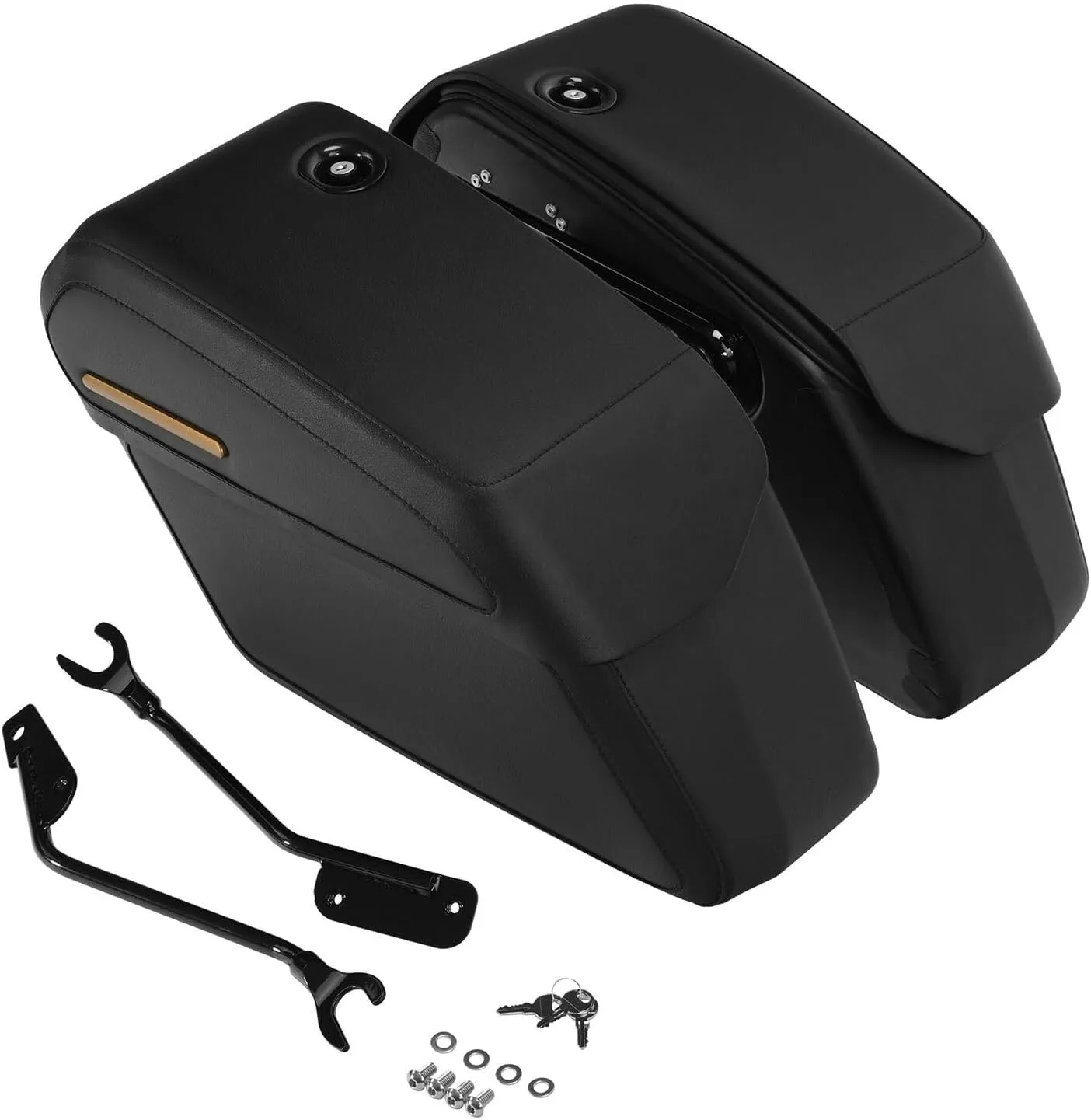 TCMT Detachable Saddlebags Fit For Harley Fat Boy FLFBS Breakout FXBR 2018-2024 Black