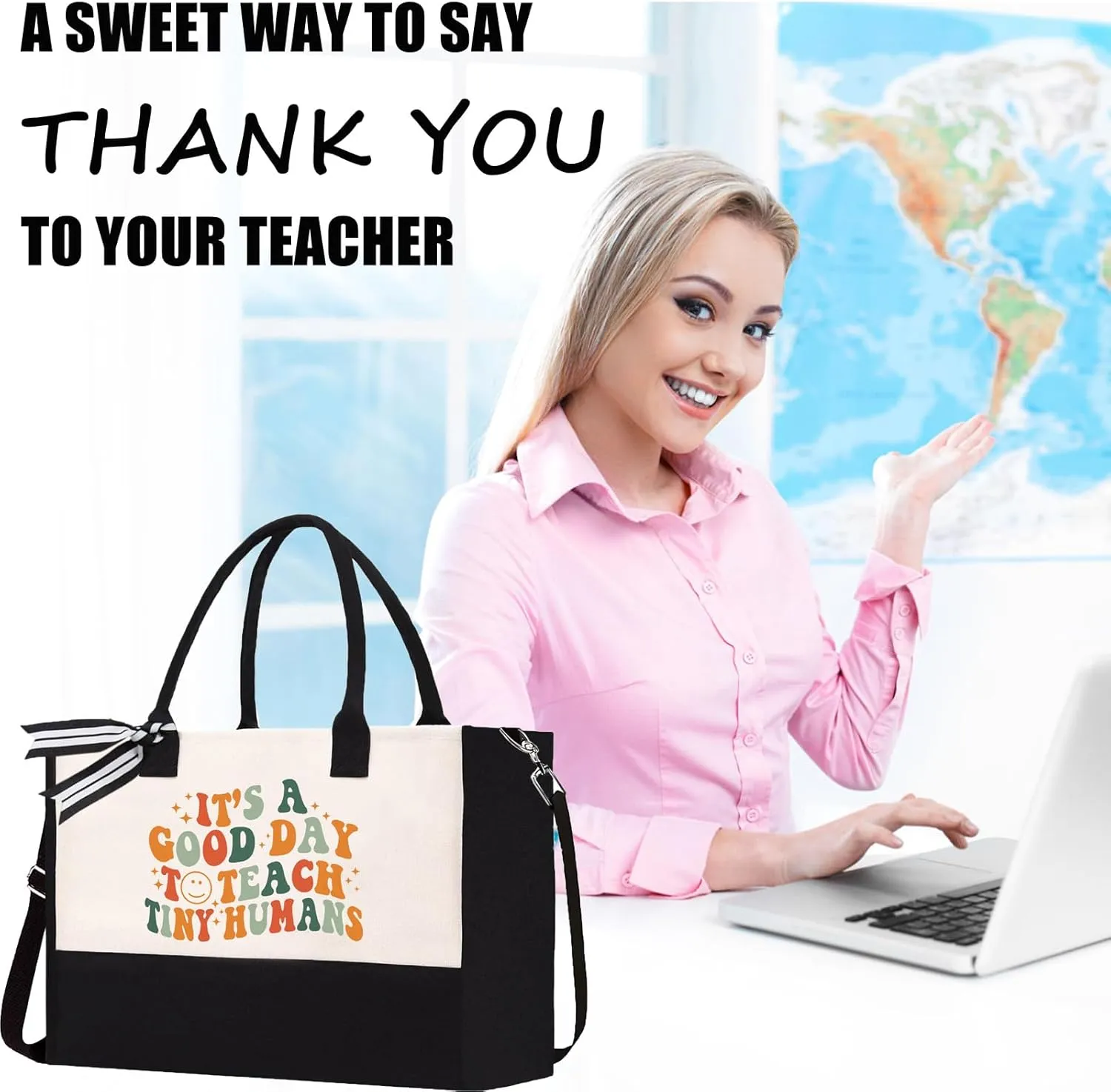 Teacher Appreciation Canvas Tote Bag - Aesthetic Gift for Women - Christmas Teacher Gift