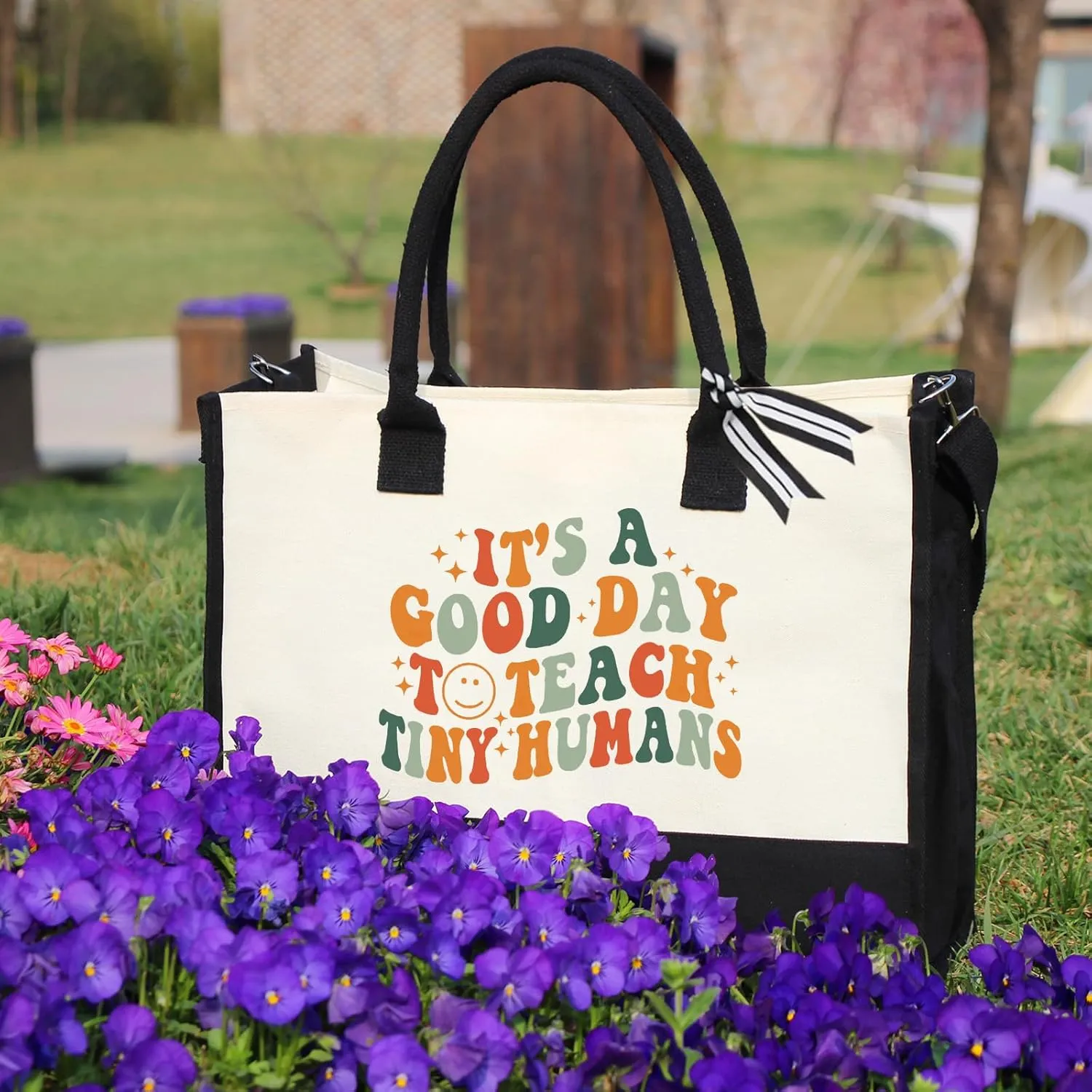 Teacher Appreciation Canvas Tote Bag - Aesthetic Gift for Women - Christmas Teacher Gift
