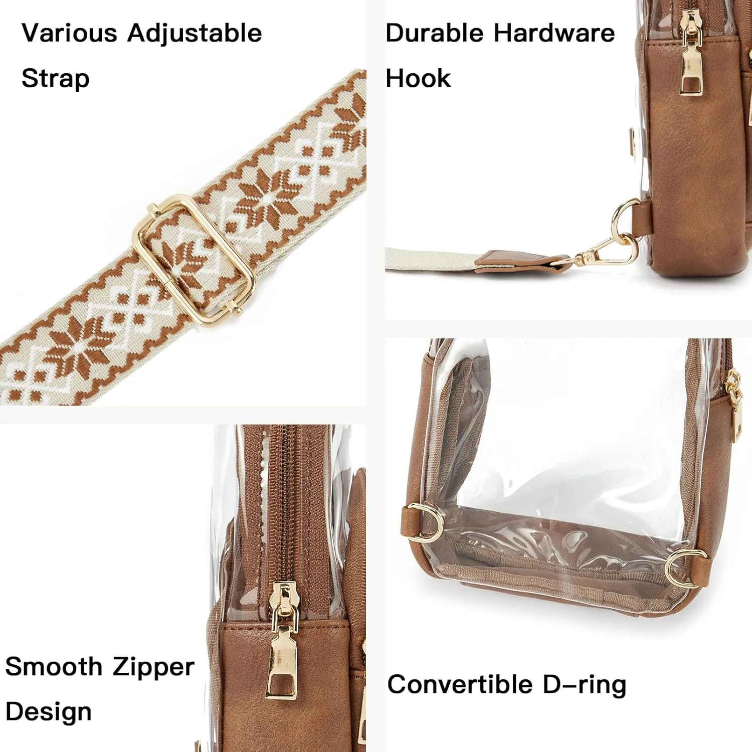 Telena Clear Bag for Stadium Events Women's Clear Purses for Women Stadium Crossbody Bag