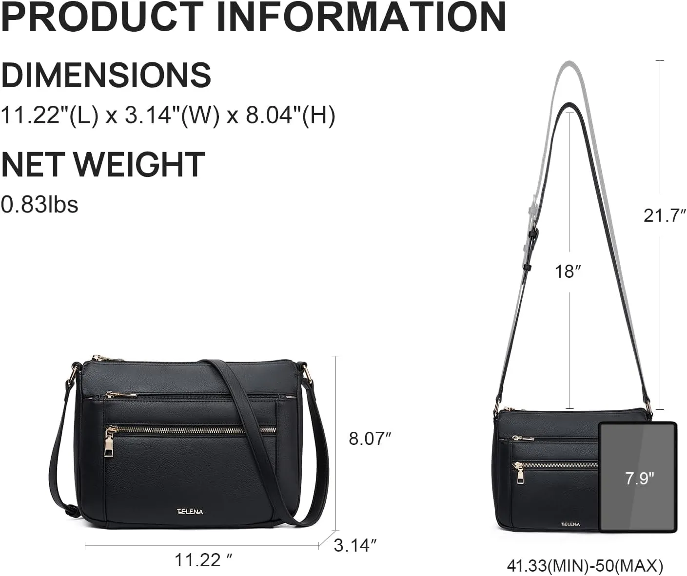 Telena Crossbody Bags for Women, Leather Cross body Purse With Adjustable Strap