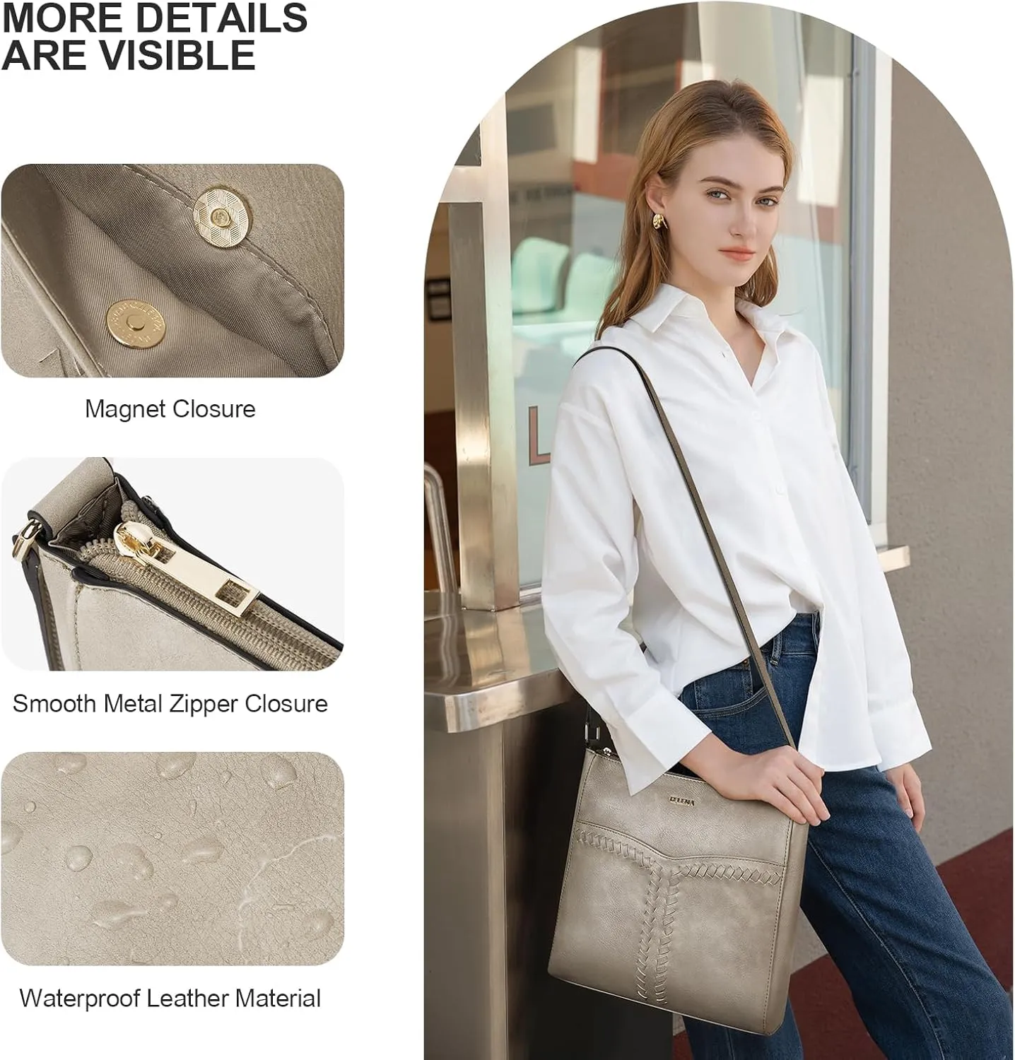 Telena Crossbody Purses for Women Trendy Vegan Leather Purses Bucket Hobo Bags Handbags with Adjustable Guitar Strap