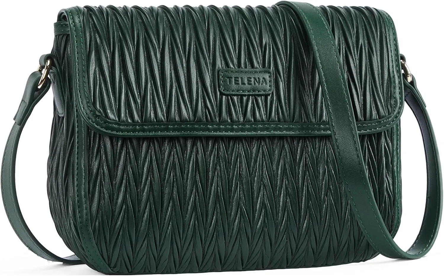 Telena Small Purses for Women Trendy Leather Crossbody Bags Ruched Shoulder Bag with Adjustable Strap