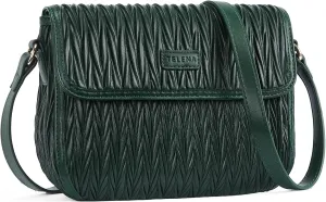 Telena Small Purses for Women Trendy Leather Crossbody Bags Ruched Shoulder Bag with Adjustable Strap