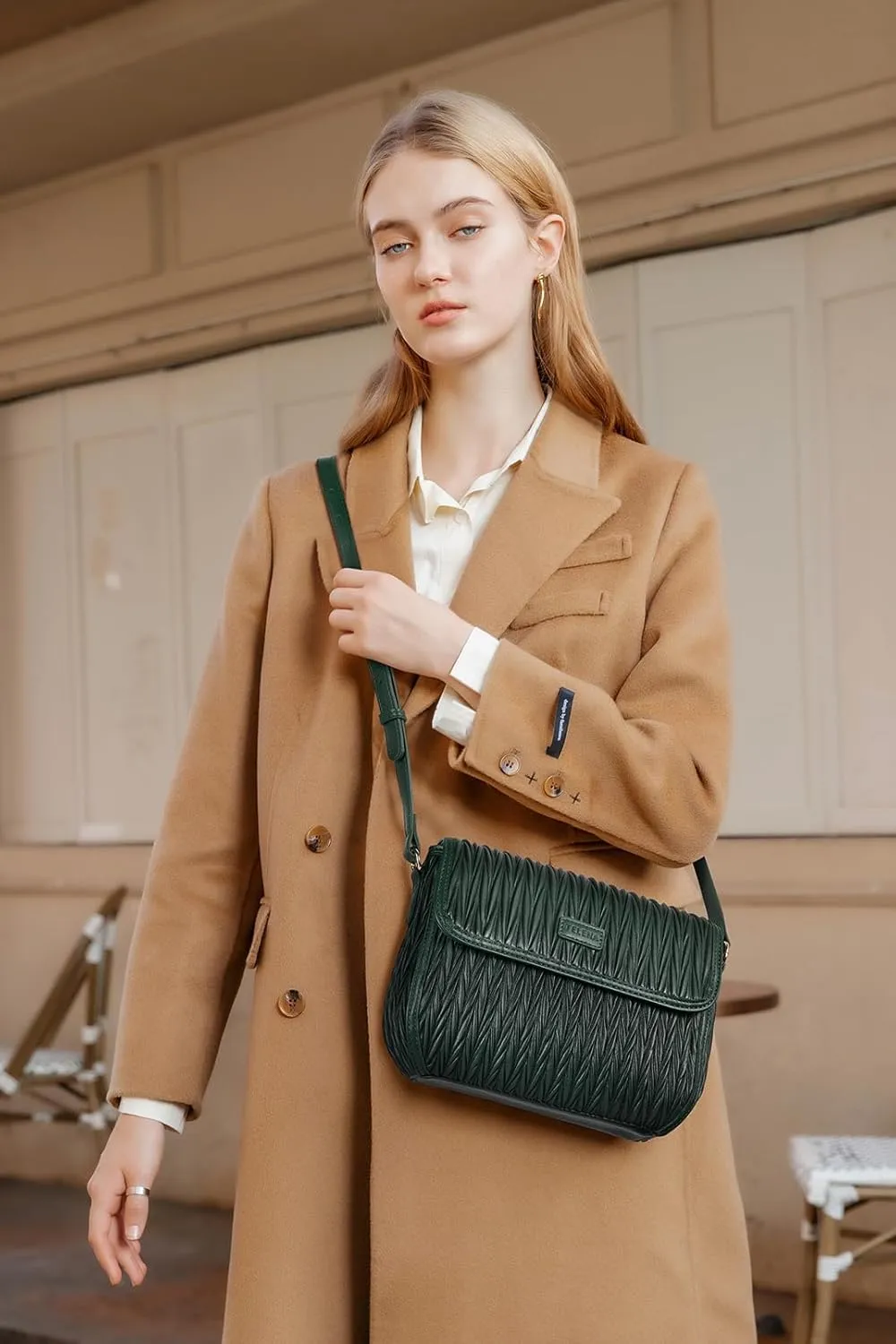 Telena Small Purses for Women Trendy Leather Crossbody Bags Ruched Shoulder Bag with Adjustable Strap