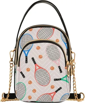 Tennis Rackets Balls Small Crossbody Bags Purses for Women Shoulder Bag Handbags for Travel Phone Purse