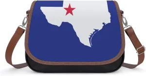 Texas Flag Map Classic Crossbody Bags Purses for Women Leather Shoulder Handbags with Adjustable Strap