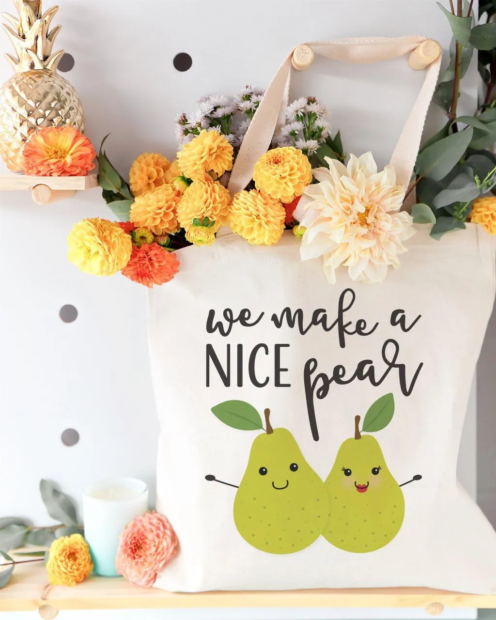 The Cotton & Canvas Co. Food Pun Reusable Grocery Bag and Farmers Market Tote Bag